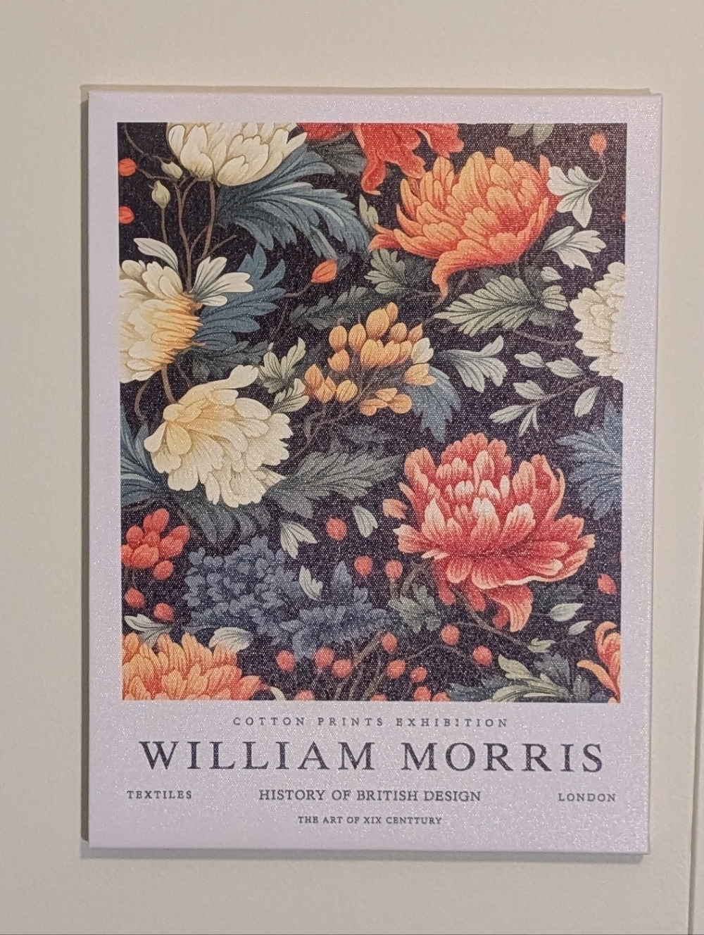 William Morris Style Floral Art Print Stretched Canvas 12x16
